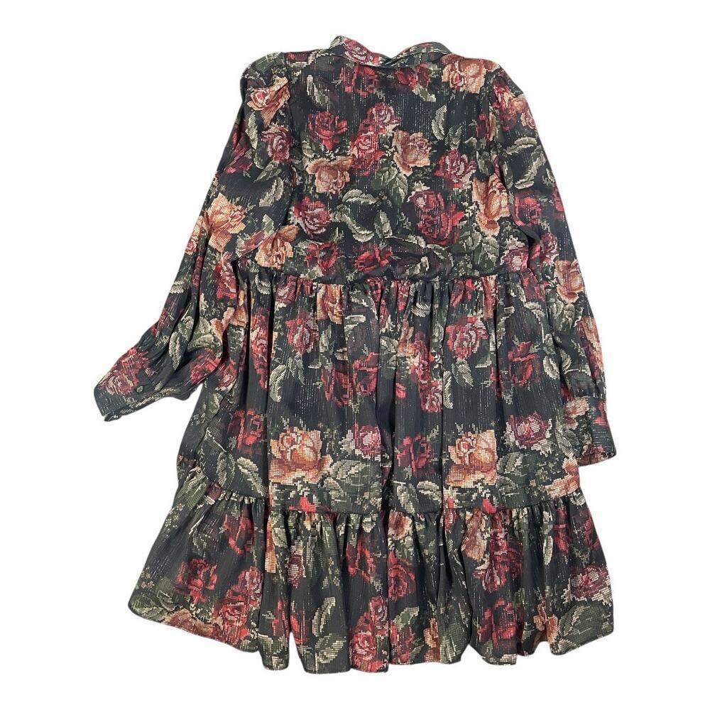 Farmers Market Women’s Floral Balloon Sleeve Ruffle Midi Dress Small - Picture 3 of 3